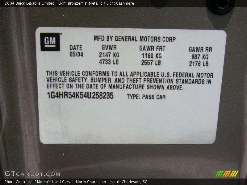 Light Bronzemist Metallic / Light Cashmere 2004 Buick LeSabre Limited