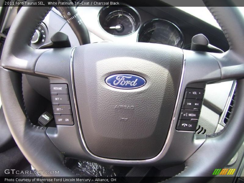 White Platinum Tri-Coat / Charcoal Black 2011 Ford Taurus SEL