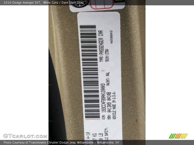 White Gold / Dark Slate Gray 2010 Dodge Avenger SXT