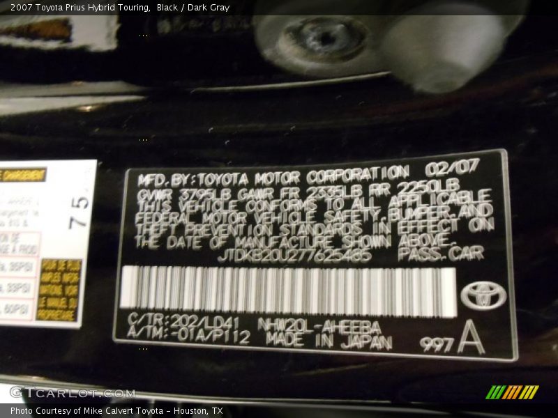 Black / Dark Gray 2007 Toyota Prius Hybrid Touring