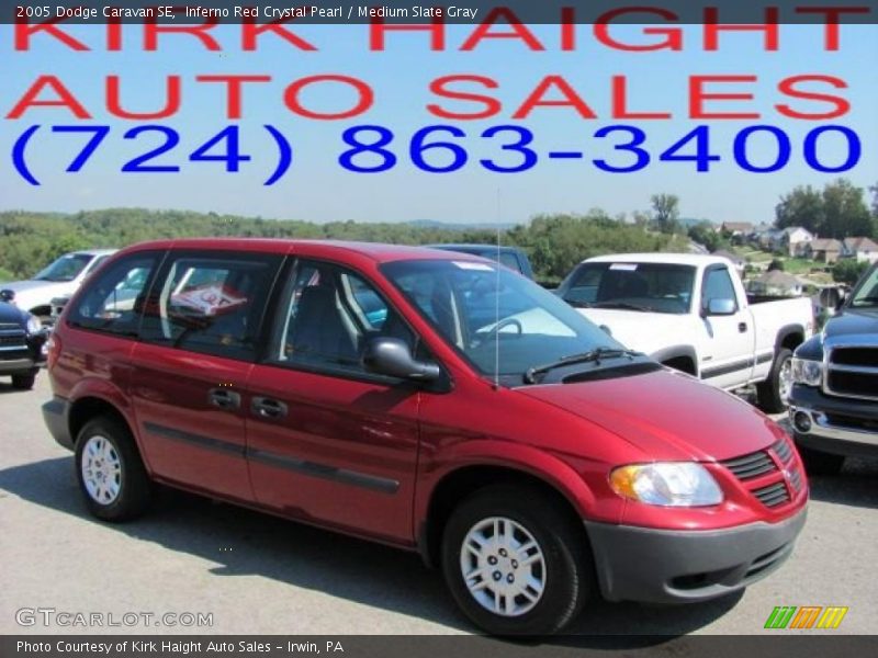 Inferno Red Crystal Pearl / Medium Slate Gray 2005 Dodge Caravan SE