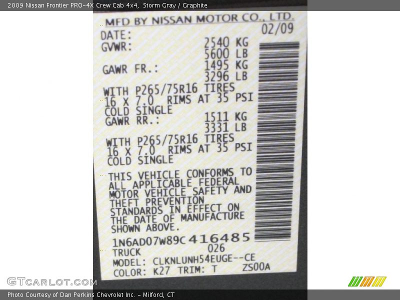 Storm Gray / Graphite 2009 Nissan Frontier PRO-4X Crew Cab 4x4
