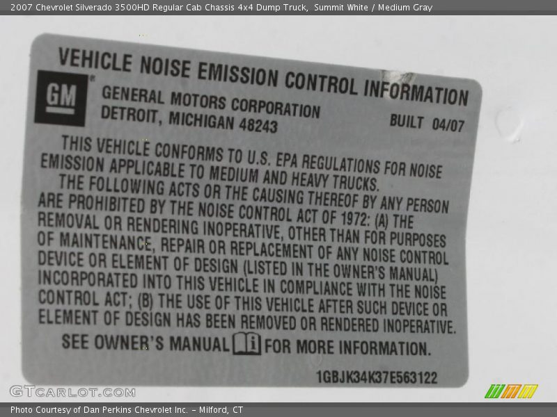 Summit White / Medium Gray 2007 Chevrolet Silverado 3500HD Regular Cab Chassis 4x4 Dump Truck