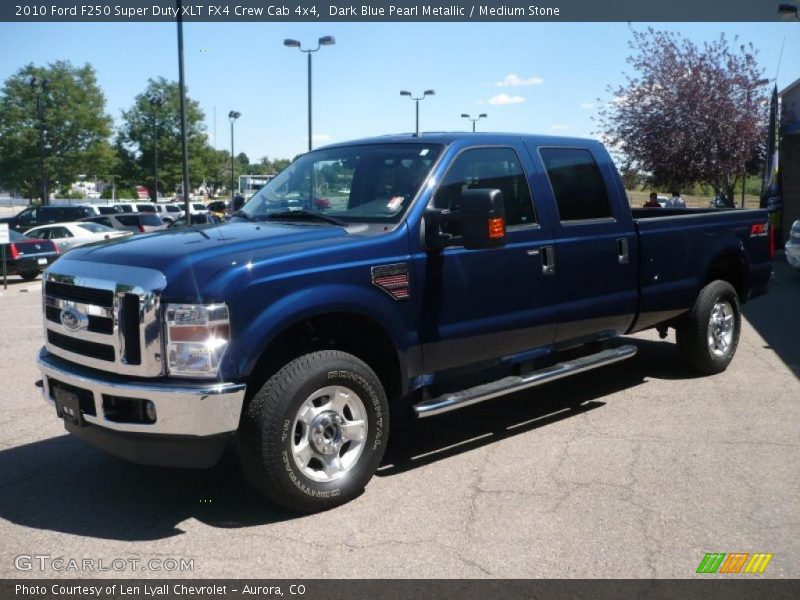Dark Blue Pearl Metallic / Medium Stone 2010 Ford F250 Super Duty XLT FX4 Crew Cab 4x4