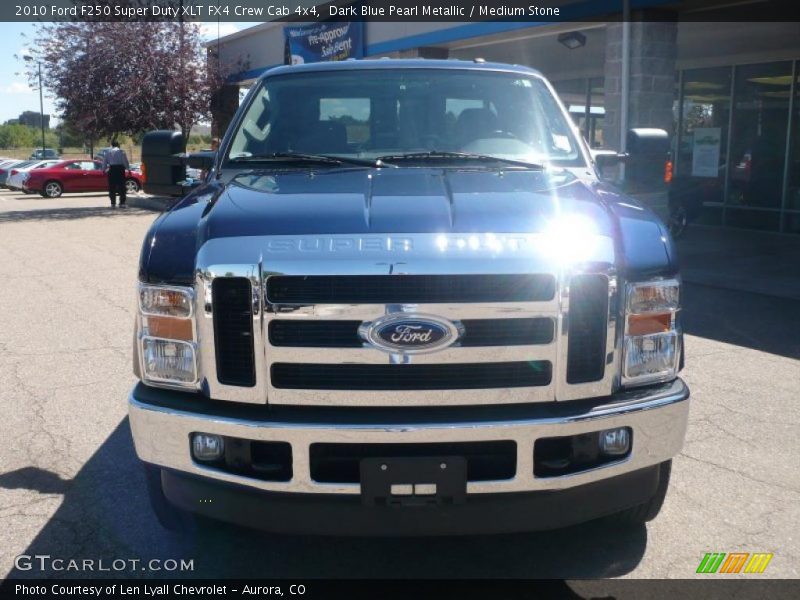 Dark Blue Pearl Metallic / Medium Stone 2010 Ford F250 Super Duty XLT FX4 Crew Cab 4x4