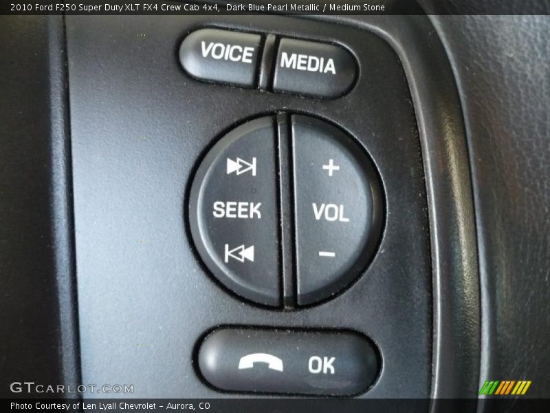 Dark Blue Pearl Metallic / Medium Stone 2010 Ford F250 Super Duty XLT FX4 Crew Cab 4x4