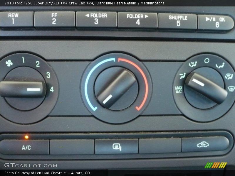 Dark Blue Pearl Metallic / Medium Stone 2010 Ford F250 Super Duty XLT FX4 Crew Cab 4x4