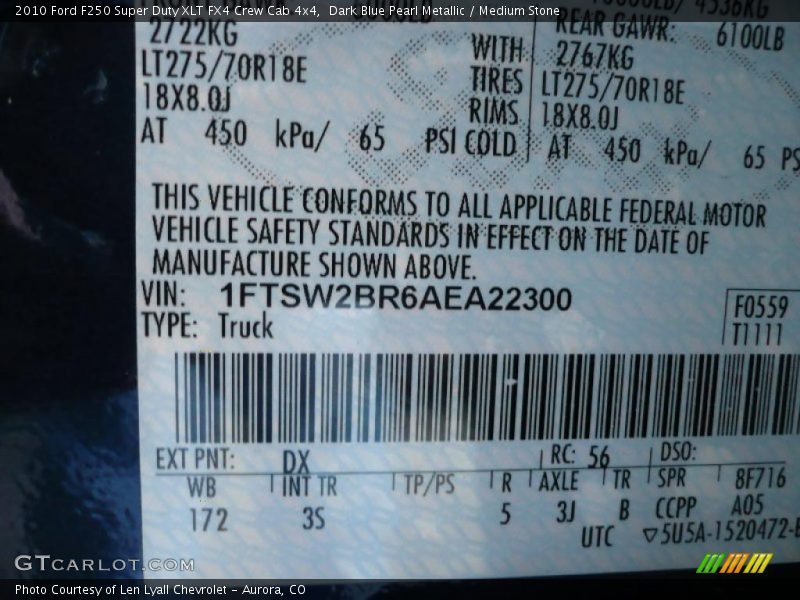 Dark Blue Pearl Metallic / Medium Stone 2010 Ford F250 Super Duty XLT FX4 Crew Cab 4x4