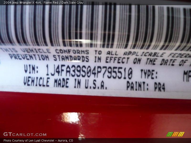 Flame Red / Dark Slate Gray 2004 Jeep Wrangler X 4x4