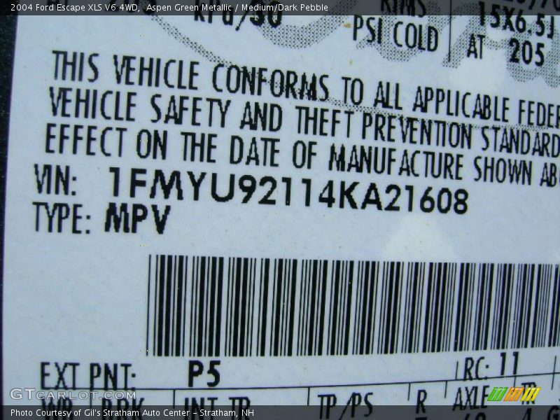 Aspen Green Metallic / Medium/Dark Pebble 2004 Ford Escape XLS V6 4WD