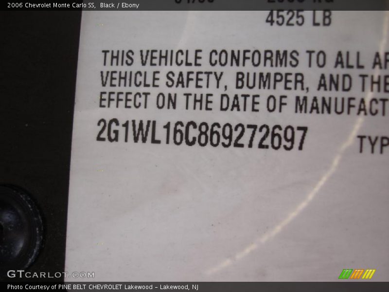 Black / Ebony 2006 Chevrolet Monte Carlo SS