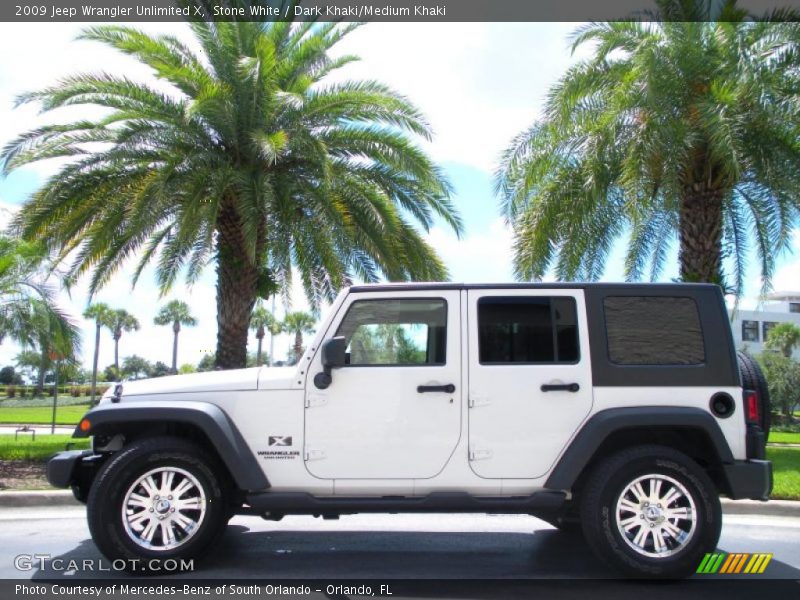 Stone White / Dark Khaki/Medium Khaki 2009 Jeep Wrangler Unlimited X