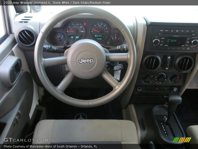Stone White / Dark Khaki/Medium Khaki 2009 Jeep Wrangler Unlimited X