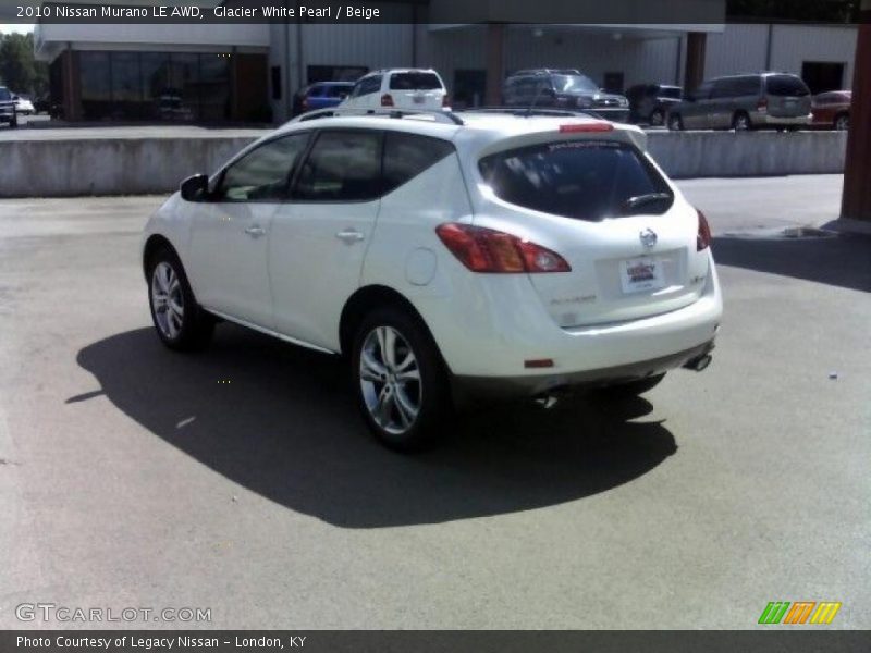 Glacier White Pearl / Beige 2010 Nissan Murano LE AWD