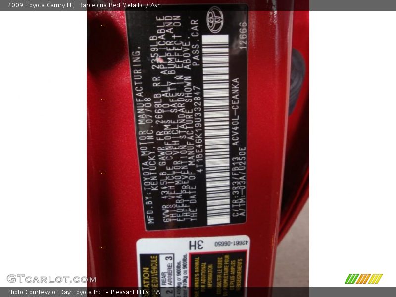 Barcelona Red Metallic / Ash 2009 Toyota Camry LE