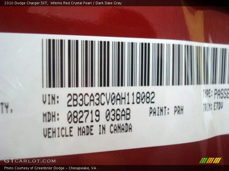 Inferno Red Crystal Pearl / Dark Slate Gray 2010 Dodge Charger SXT