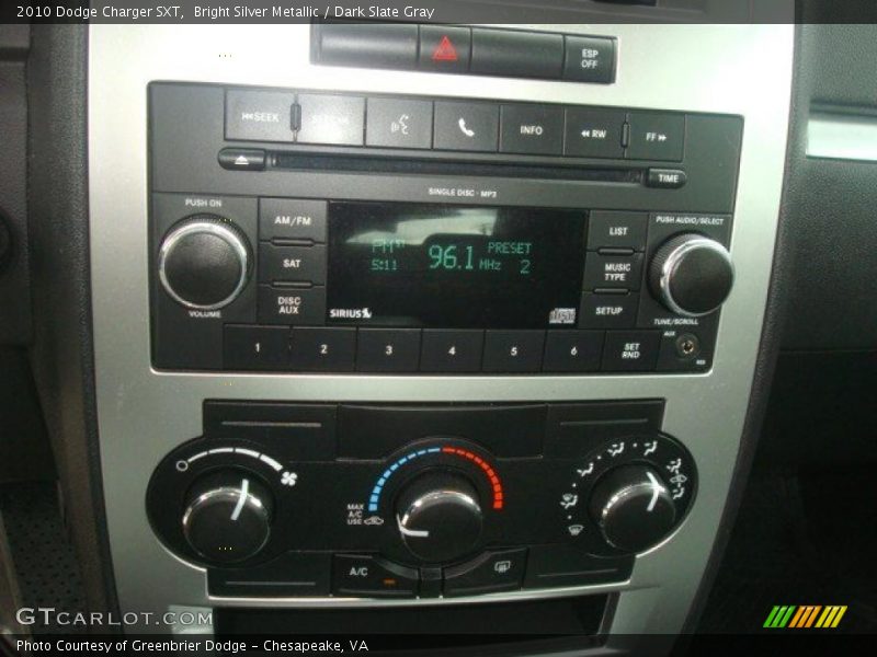 Bright Silver Metallic / Dark Slate Gray 2010 Dodge Charger SXT