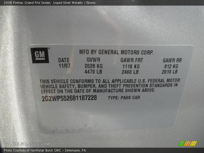 Liquid Silver Metallic / Ebony 2008 Pontiac Grand Prix Sedan