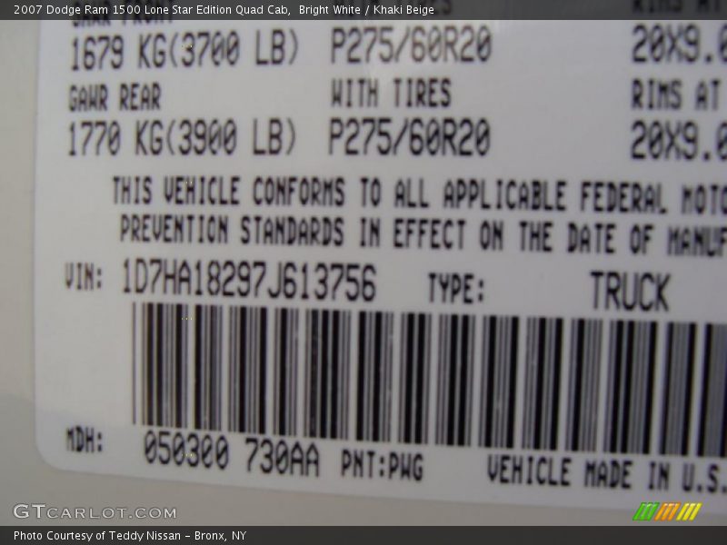 Bright White / Khaki Beige 2007 Dodge Ram 1500 Lone Star Edition Quad Cab