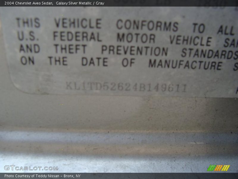 Galaxy Silver Metallic / Gray 2004 Chevrolet Aveo Sedan