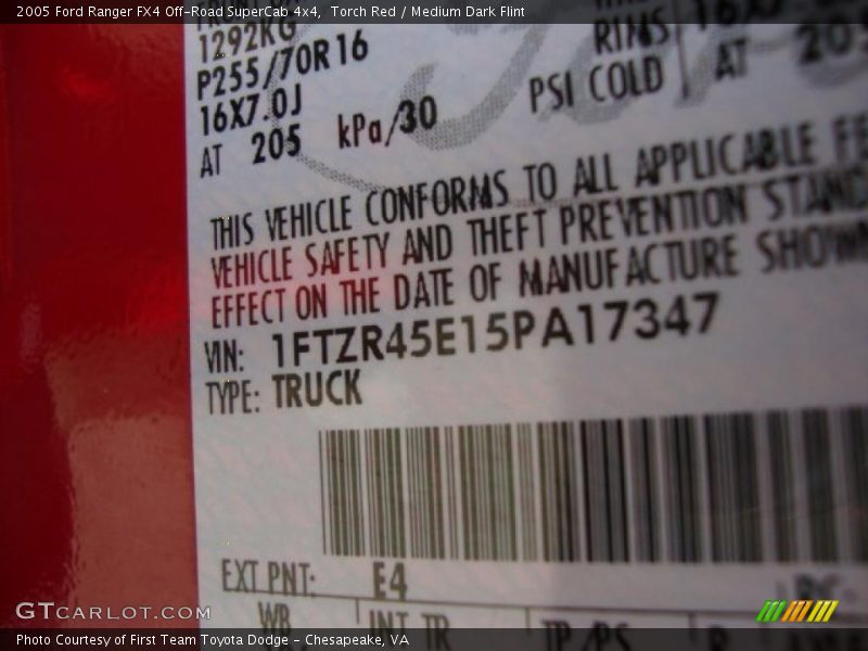Torch Red / Medium Dark Flint 2005 Ford Ranger FX4 Off-Road SuperCab 4x4