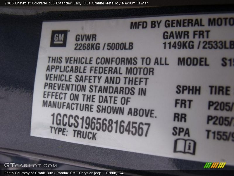 Blue Granite Metallic / Medium Pewter 2006 Chevrolet Colorado Z85 Extended Cab