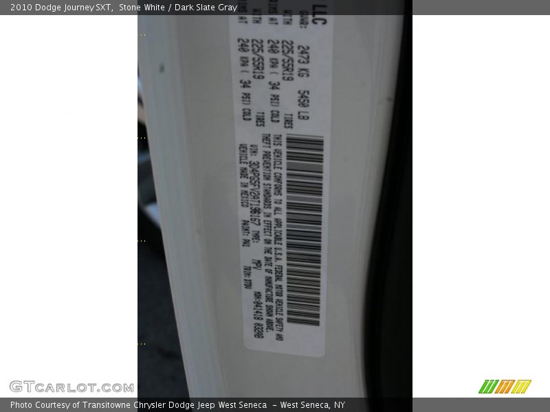 Stone White / Dark Slate Gray 2010 Dodge Journey SXT