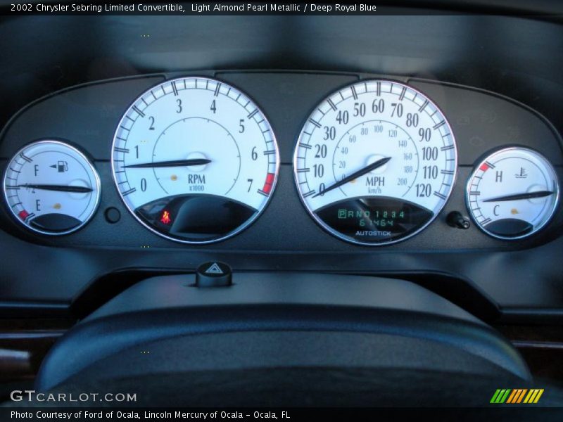 Light Almond Pearl Metallic / Deep Royal Blue 2002 Chrysler Sebring Limited Convertible
