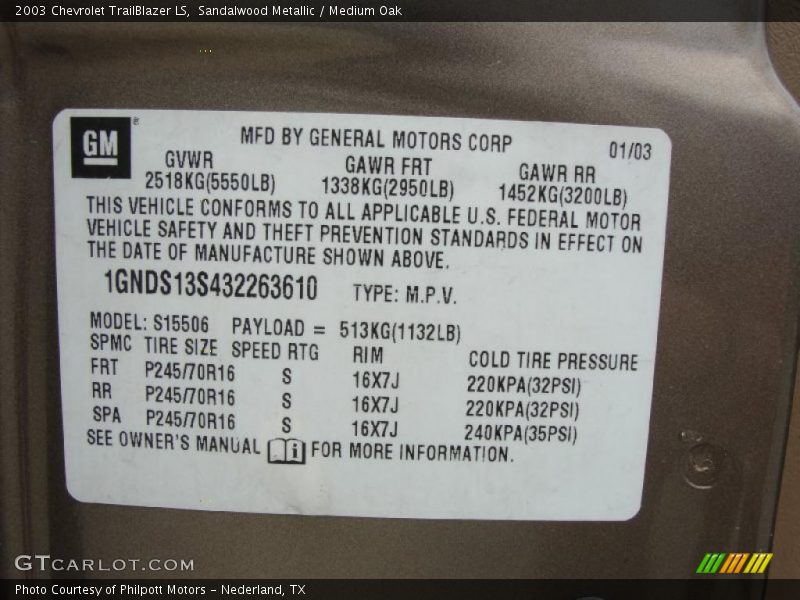 Sandalwood Metallic / Medium Oak 2003 Chevrolet TrailBlazer LS