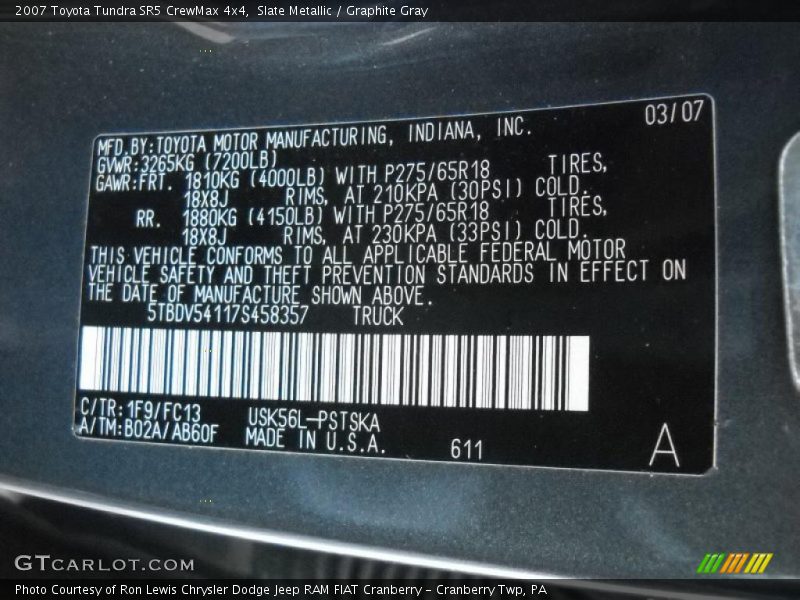 Slate Metallic / Graphite Gray 2007 Toyota Tundra SR5 CrewMax 4x4