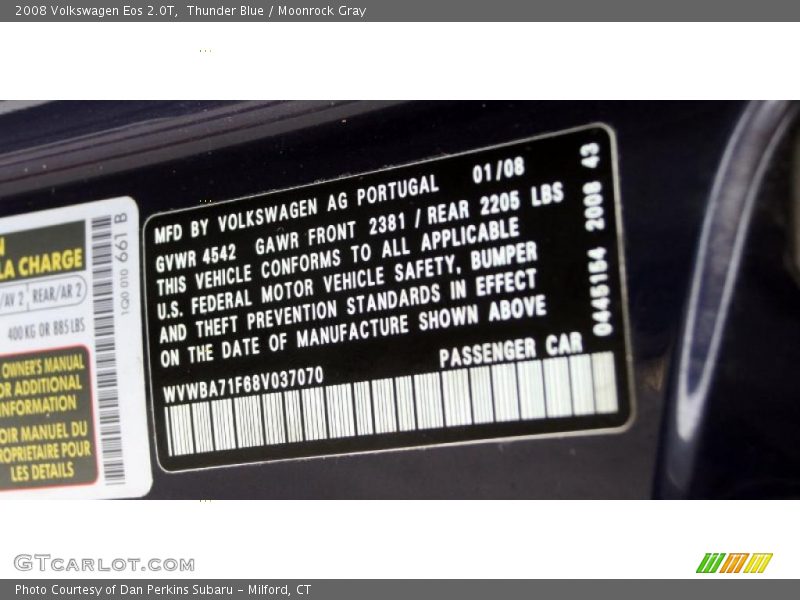 Thunder Blue / Moonrock Gray 2008 Volkswagen Eos 2.0T