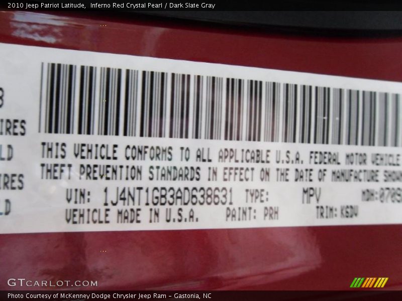 Inferno Red Crystal Pearl / Dark Slate Gray 2010 Jeep Patriot Latitude
