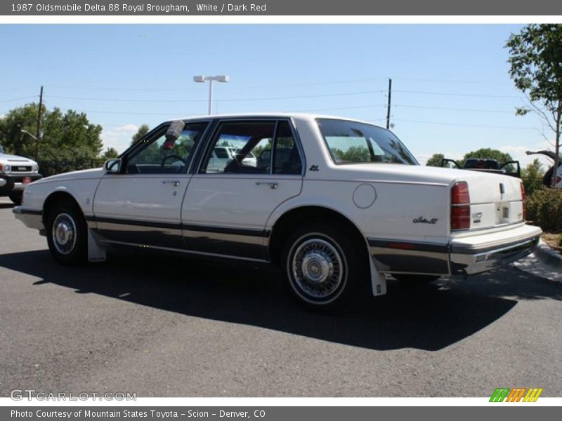 White / Dark Red 1987 Oldsmobile Delta 88 Royal Brougham