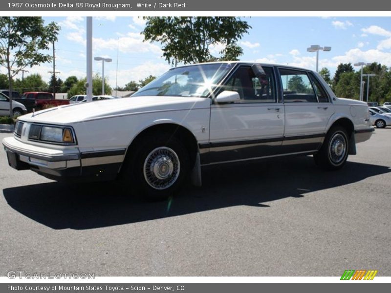 White / Dark Red 1987 Oldsmobile Delta 88 Royal Brougham