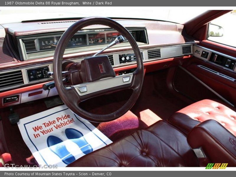 White / Dark Red 1987 Oldsmobile Delta 88 Royal Brougham