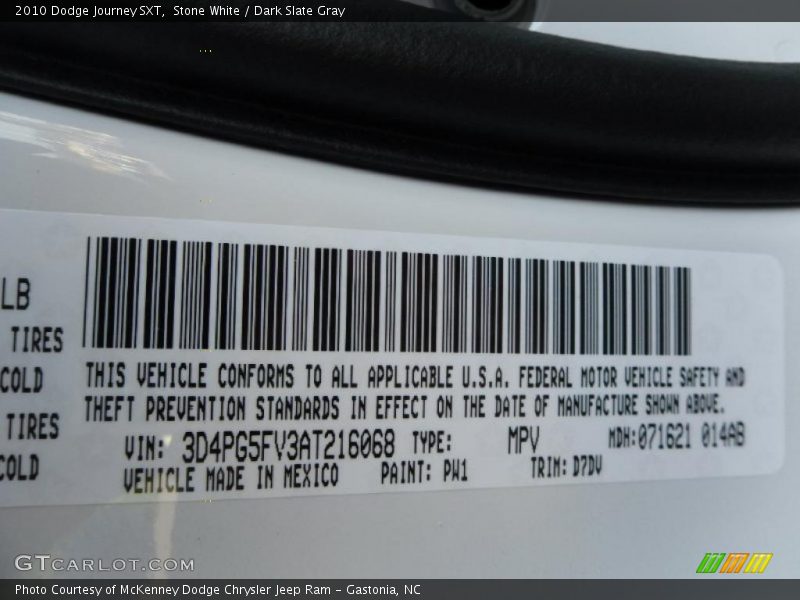 Stone White / Dark Slate Gray 2010 Dodge Journey SXT
