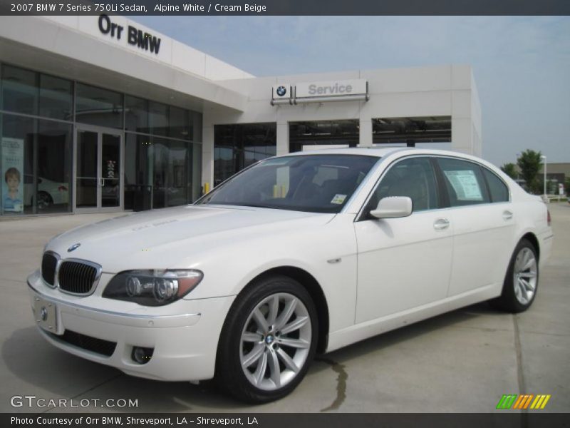 Alpine White / Cream Beige 2007 BMW 7 Series 750Li Sedan