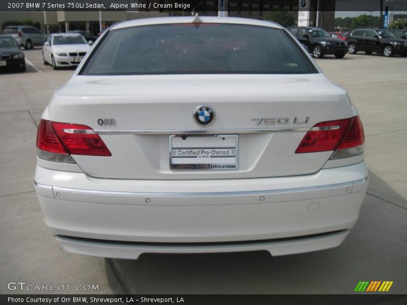 Alpine White / Cream Beige 2007 BMW 7 Series 750Li Sedan