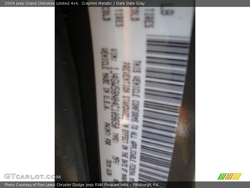 Graphite Metallic / Dark Slate Gray 2004 Jeep Grand Cherokee Limited 4x4