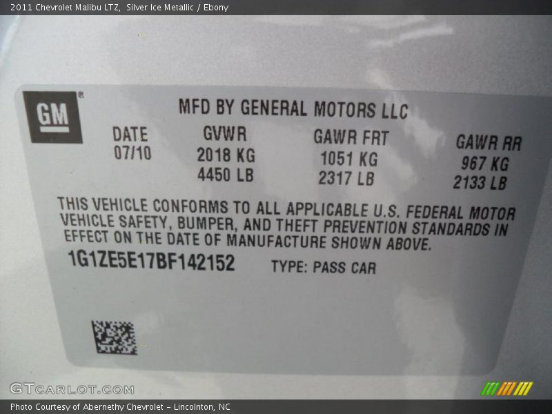 Silver Ice Metallic / Ebony 2011 Chevrolet Malibu LTZ