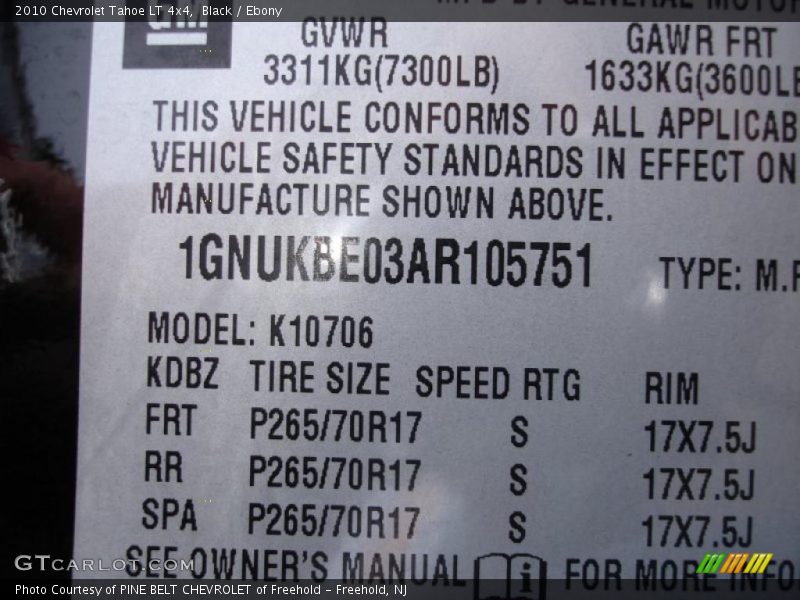 Black / Ebony 2010 Chevrolet Tahoe LT 4x4