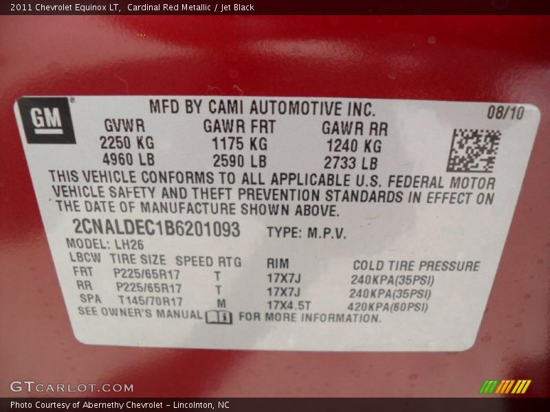 Cardinal Red Metallic / Jet Black 2011 Chevrolet Equinox LT