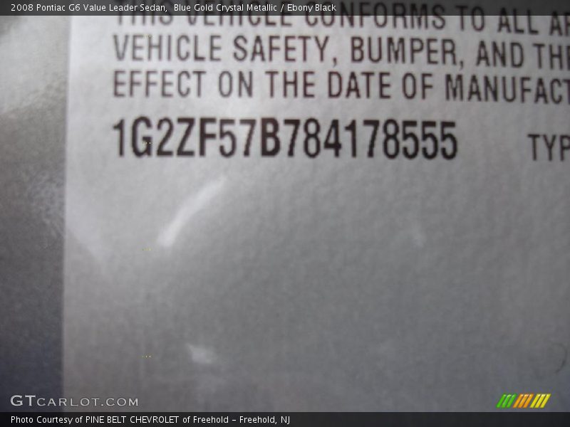 Blue Gold Crystal Metallic / Ebony Black 2008 Pontiac G6 Value Leader Sedan