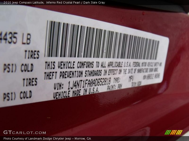 Inferno Red Crystal Pearl / Dark Slate Gray 2010 Jeep Compass Latitude