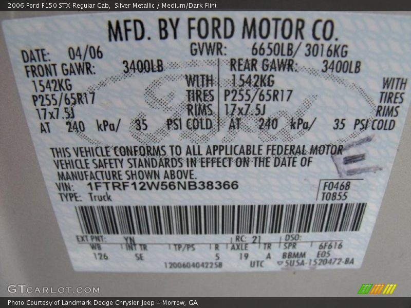 Silver Metallic / Medium/Dark Flint 2006 Ford F150 STX Regular Cab