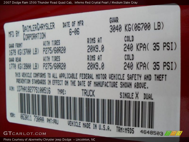 Inferno Red Crystal Pearl / Medium Slate Gray 2007 Dodge Ram 1500 Thunder Road Quad Cab