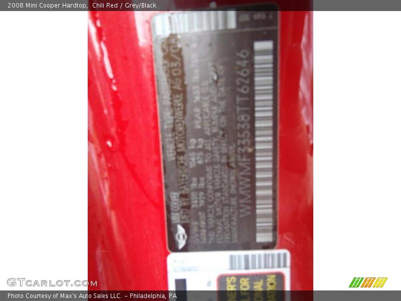 Chili Red / Grey/Black 2008 Mini Cooper Hardtop