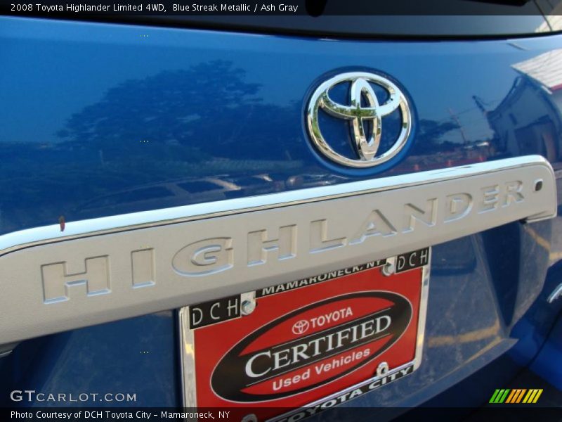 Blue Streak Metallic / Ash Gray 2008 Toyota Highlander Limited 4WD