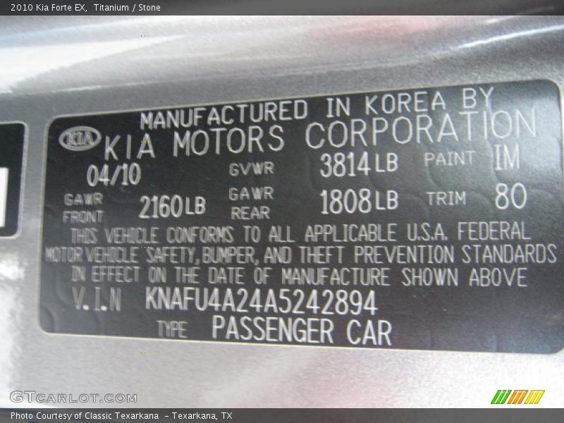 Titanium / Stone 2010 Kia Forte EX
