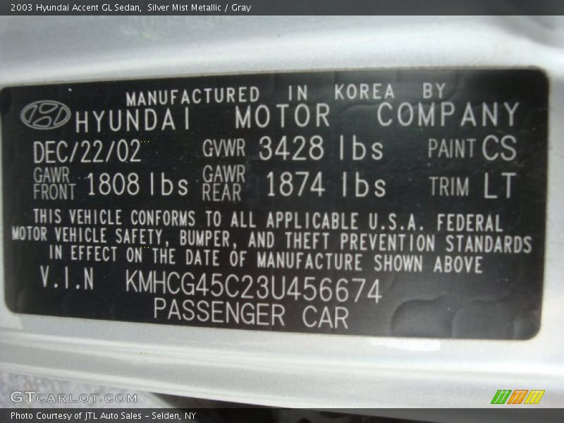 Silver Mist Metallic / Gray 2003 Hyundai Accent GL Sedan